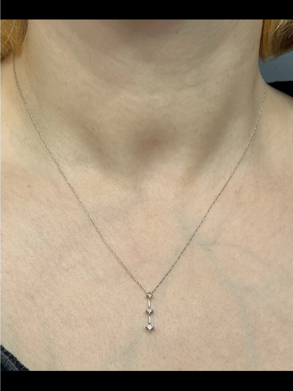 10k Solid White Gold & Diamond ‘Past-Present-Future’ Pendant and Chain- 1 Gram